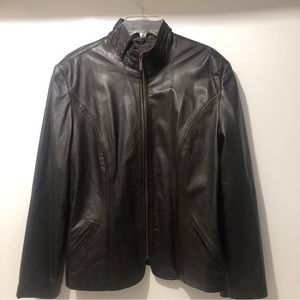 Ital Pell Jacket Women 48 (M) Genuine Leather Butter Soft Pockets Full Zip Brown